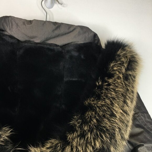 Laundry by Shelli Segal Fur Trim Hood Long Jacket Green Size XS - Picture 15 of 16